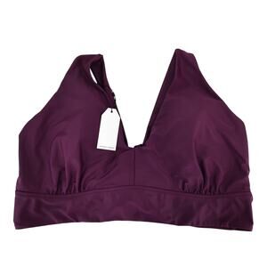 Universal Standard V Neck Tie Back Bikini Top Plum Purple Size 2XL 34-36 NWT